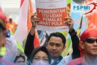 Organisasi buruh melakukan penolakan keras atas kenaikan harga BBM. (Instagram.com/@fspmi_kspi)