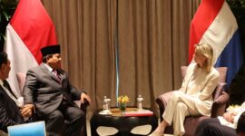 Menteri Pertahanan Prabowo Subianto melakukan pertemuan bilateral dengan Menhan Belanda Kajsa Ollongren. (Dok. Tim Media Prabowo Subainto)