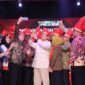 Menteri Pertahanan Prabowo Subianto hadiri acara Rakernas XVI Apeksi 2023 yang dihelat di Makassar. (Dok. Tim Media Prabowo Subainto)