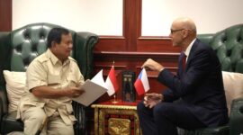 Menteri Pertahanan (Menhan) Prabowo Subianto menerima kunjungan kehormatan Duta Besar Republik Ceko untuk Indonesia, YH.E. Mr. Jaroslav Dolecek. (Dok. Kemhan.go.id)