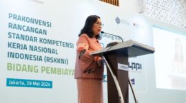 Otoritas Jasa Keuangan (OJK) menggelar Prakonvensi Rancangan Standar Kompetensi Kerja Nasional Indonesia (RSKKNI) bidang Pembiayaan di Hotel Le Méridien,  Jakarta (29/5/24).