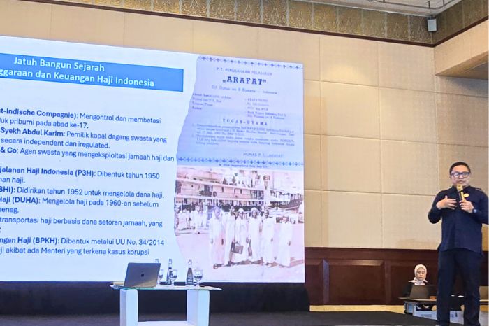 Foto : Seminar Nasional PPJKI-BPKH 2025 yang diselenggarakan oleh Perkumpulan Praktisi Jasa Keuangan Indonesia (PPJKI) bersama Badan Pengelola Keuangan Haji (BPKH) dan dihadiri para profesional keuangan, akademisi, dan regulator di bidang investasi syariah di Ballroom The Ritz Carlton, Mega Kuningan, Jakarta. (24/4/25) (Doc.Ist)