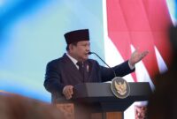 Presiden Indonesia Prabowo Subianto Dalam Acara pengukuhan 1.451 hakim baru di Gedung Mahkamah Agung, Jakarta. (Dok. Tim Media Prabowo)